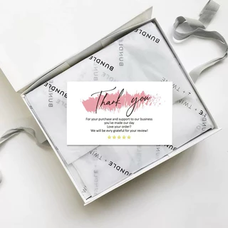 THANK YOU CARD การ์ดขอบคุณ สำหรับร้านค้า แทนคำขอบคุณ บรรจุ50ใบ/แพคกระดาษแข็ง พร้อมส่ง🇹🇭