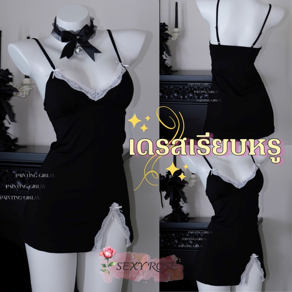SEXY เดรสสั้น เดรสสายเดี่ยว เดรสมีฟองน้ำ 🎃 มีไซต์ M-2XL นน 40-80 kg. โบว์จิ๋วแต่งอก 2 ข้าง R-260