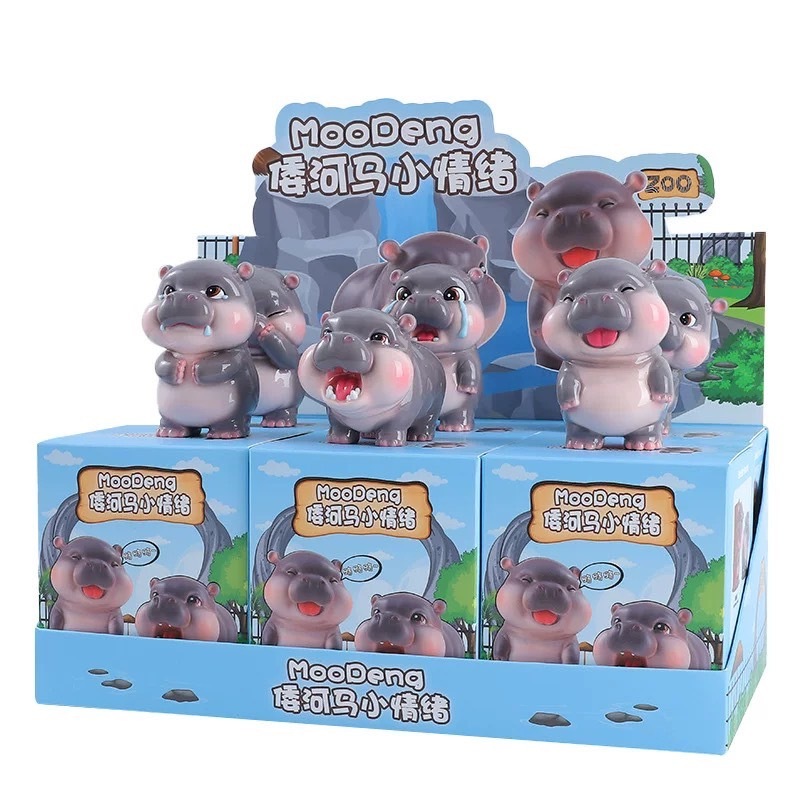 {พร้อมส่ง ยก BOX 6 จุ่ม} กล่องสุ่ม-ฟ้า หมูเด้ง Moodeng แบบตั้งโชว์น่ารักๆ ฟิกเกอร์หมูเด้งน่ารักๆ