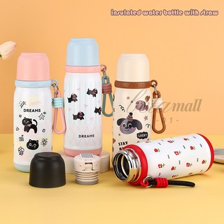 600ml. ถ้วยฟาง รแฟชั่นการ์ตูน 316ถ้วยเก็บความร้อนสแตนเลสทนทานพร้อมเชือกยกให้ความอบอุ่นในถ้วยน้ํา 6-12ชม B0170