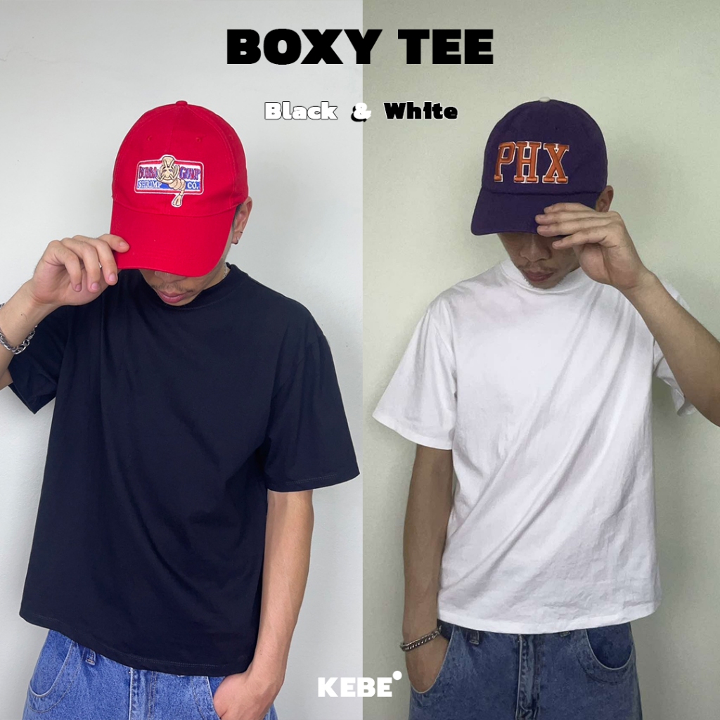 KEBE เสื้อยืด ผ้าคอตตอน no.20 ทรง Boxy Tee คอฟิต สไตล์วัยรุ่นอเมริกา ใส่ได้ทั้งชายและหญิง