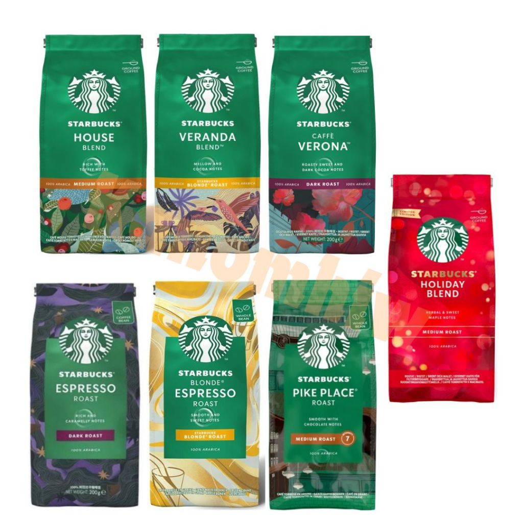 Starbucks ကော်ဖီ (Ground) နှင့် Whole Bean 190–200g အနံ့မွှေး (အရသာရွေးချယ်နိုင်)