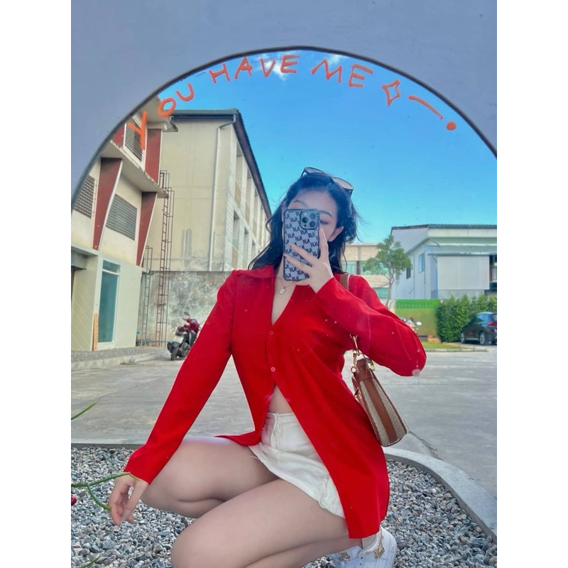 ✔️พร้อมส่ง✔️เสื้อแขนยาว แต่งกระดุมหน้า แหวกหน้าช่วงเอว เก็บทรวดทรง ใส่แล้วดูเพรียว #SHN02 - รูปที่ 7