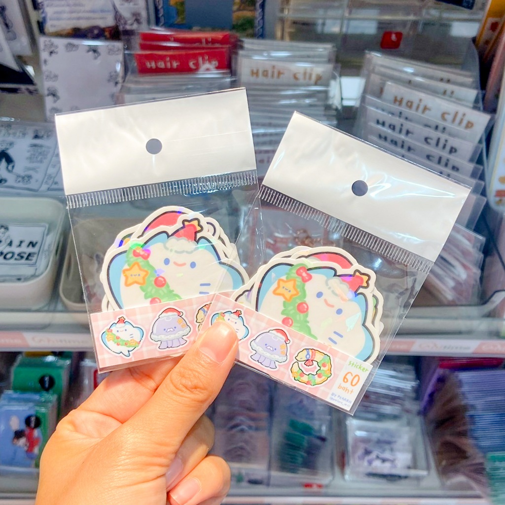 Sticker set สติกเกอร์ ธีม คริสต์มาส ลาย กระเบน กะพรุน ปลาไหล สัตว์น้ำใต้ท้องเล สุดน่ารัก สติกเกอร์ น่ารัก ๆ [pearrie]