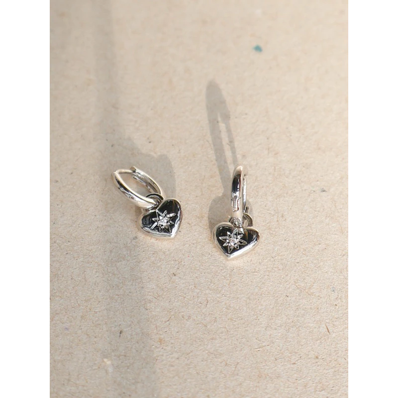 A.piece ต่างหู [silver 925 post] Snow heart drop one-touch