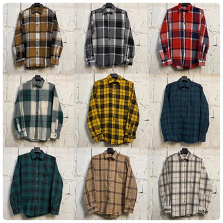 เสื้อเชิ้ตแขนยาวลายสก๊อต 16 ลาย💥ผ้า COTTON BRUSH ไซส์ M -4XL [อก 40-52] เสื้อเชิ้ตเเขนยาว วินเทจ ผ้าลายสก็อตราคาถูก