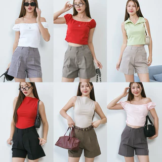 (ไม่ผลิตเพิ่ม)BEMYCHIC กางเกงขาสั้นเอวสูงผู้หญิงทรงเบสิค กางเกงผ้าAndy shorts ใส่ทำงานใส่เที่ยว ผ้าพริ้วใส่สบาย
