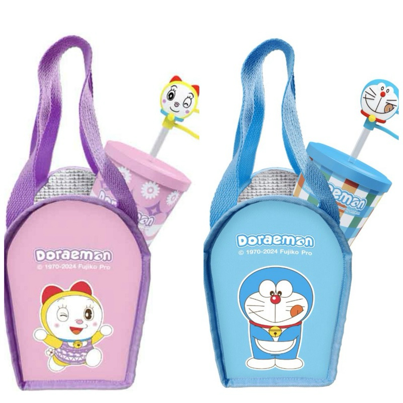 กระบอกน้ำสเตนเลส 22 oz พร้อมกระเป๋าโดราเอมอนสี(ชมพู/ฟ้า)