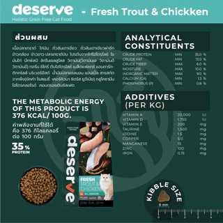 [40g] DESERVE อาหารเม็ดสำหรับแมว Holistic Grain Free ตัวแน่น ขนนุ่ม ตาใส บำรุงขน