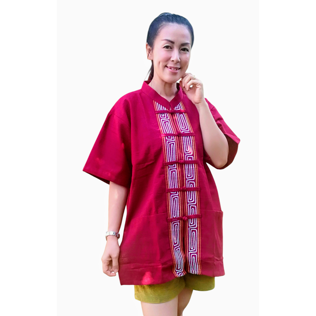 เสื้อพื้นเมืองแต่งด้วยแถบเดินเชือก, มีไซส์ให้เลือกตั้งแต่ อก38"-อก60", แบบเสื้อใส่ได้ทั้งหญิงและชาย