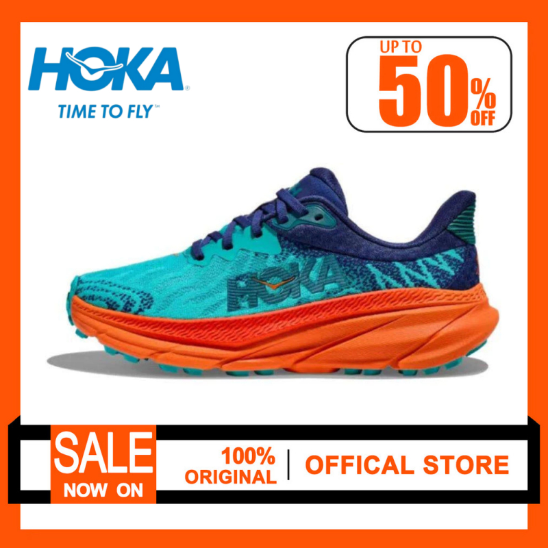 (ของแท้ 100%) HOKA ONE ATR 7 Ceramic Vibrant Orange running Shoes for Men and women Sneakers