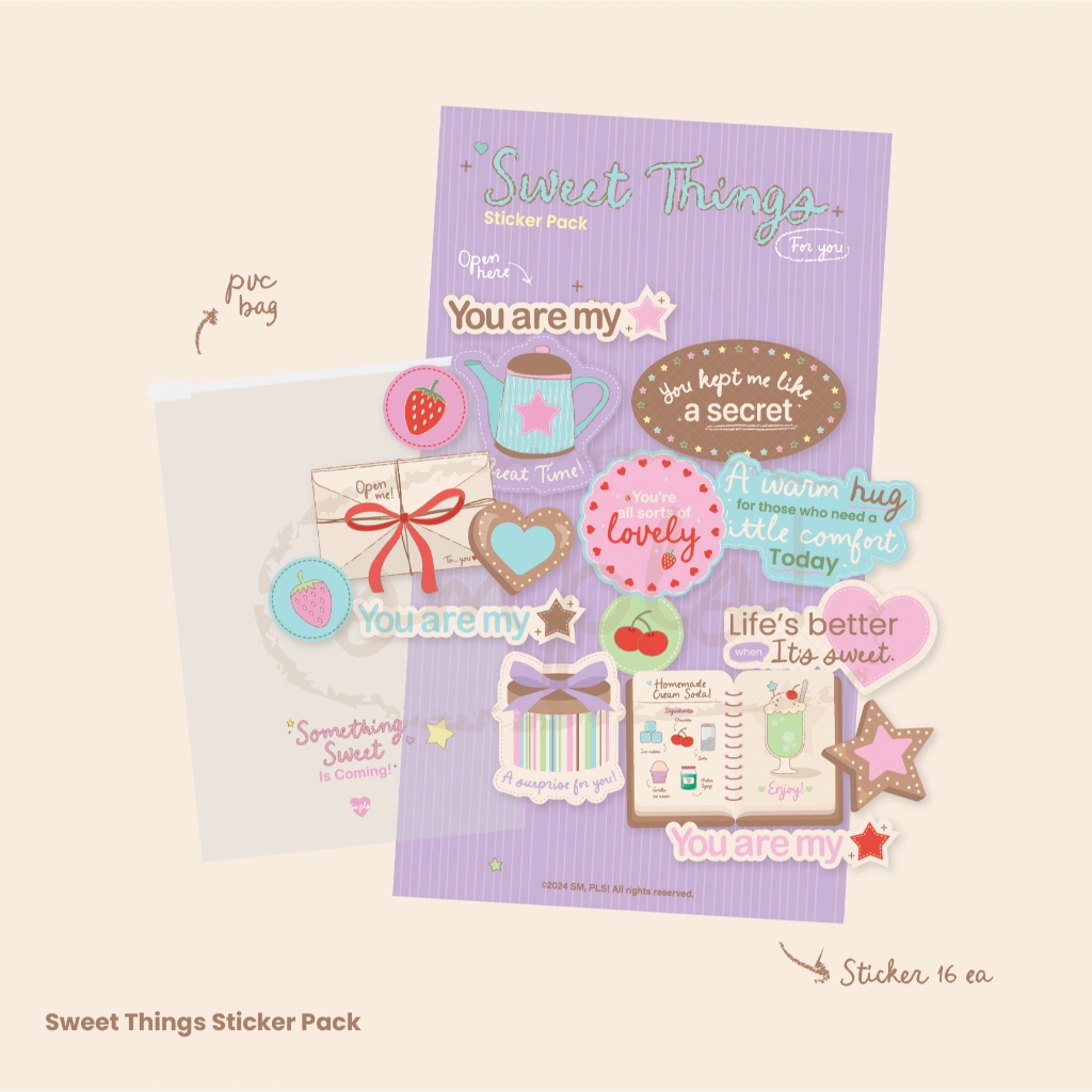 Sweet Things Sticker Pack with zip bag / สติกเกอร์ไดคัทชิ้นพร้อมซองซิปพลาสติก - SM,PLS!