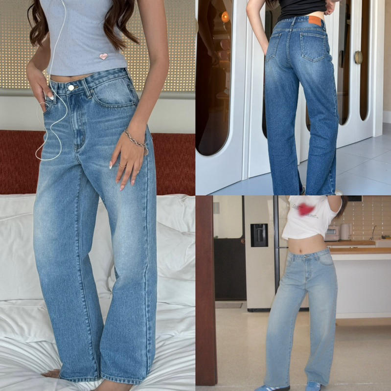 betty baggy jeans(xs-xxl) by Duex Studio กางเกงยีนส์เอวต่ำกำลังดี