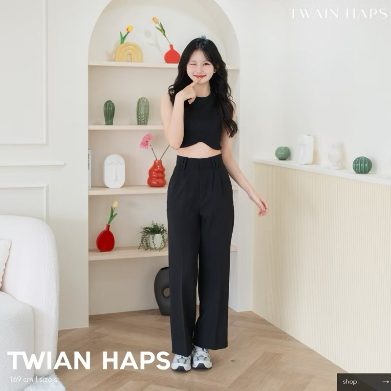 Twain hasp_SP001  กางเกงขายาว กางเกงขากระบอก เหมาะสำหรับคนเอวเล็ก สะโพกใหญ่ ใส่แล้วสูงมาก