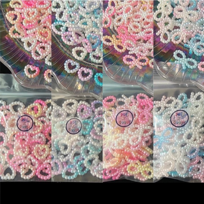มุกสีหัวใจ โบว์ สีทูโทน 5-10 g