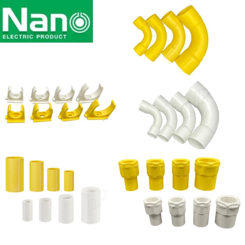 Nano นาโน ข้องอโค้งทำมือ90องศา ข้อต่อเข้ากล่อง ข้อต่อตรง คลิปก้ามปู สปริงดัดท่อ 