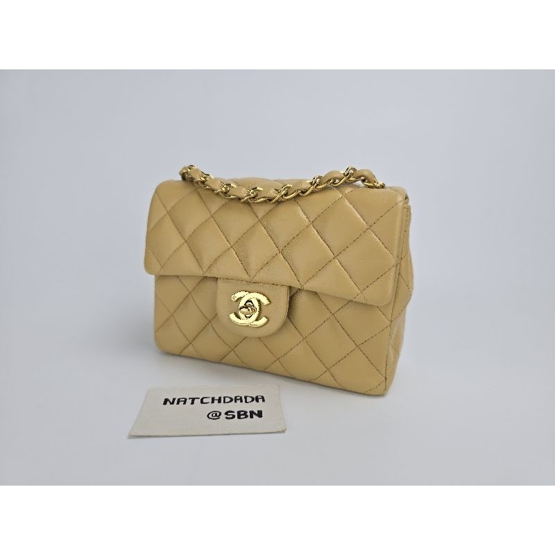 CHANEL MINI 7 BEIGE LAMBSKIN GHW