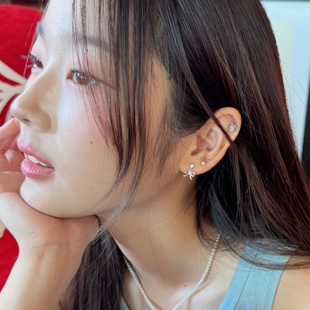 Suwann.na [ราคาต่อคู่] ต่างหู ต่างหูเงินแท้ ต่างหูโบว์ตุ้งติ้ง ราคา ถูกที่สุด ดีลบีเคเค แกลเลอรีภาพที่ 5