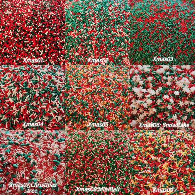 ☃️❄️น้ำตาลแต่งหน้าเค้ก🧁 เทศกาล 🎄คริสต์มาส🎅 Sugar Sprinkle ขนาด 100กรัม