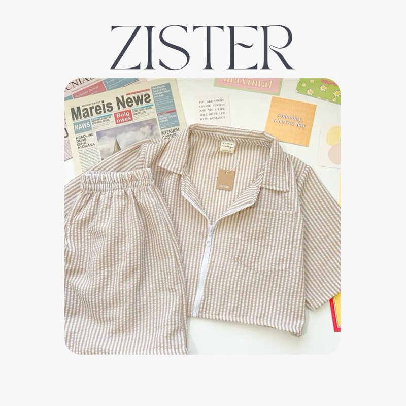 ZISTER | ZV137LNZ Miki crop เสื้อเชิ้ตทรงครอปมีซิปหน้า+กางเกง