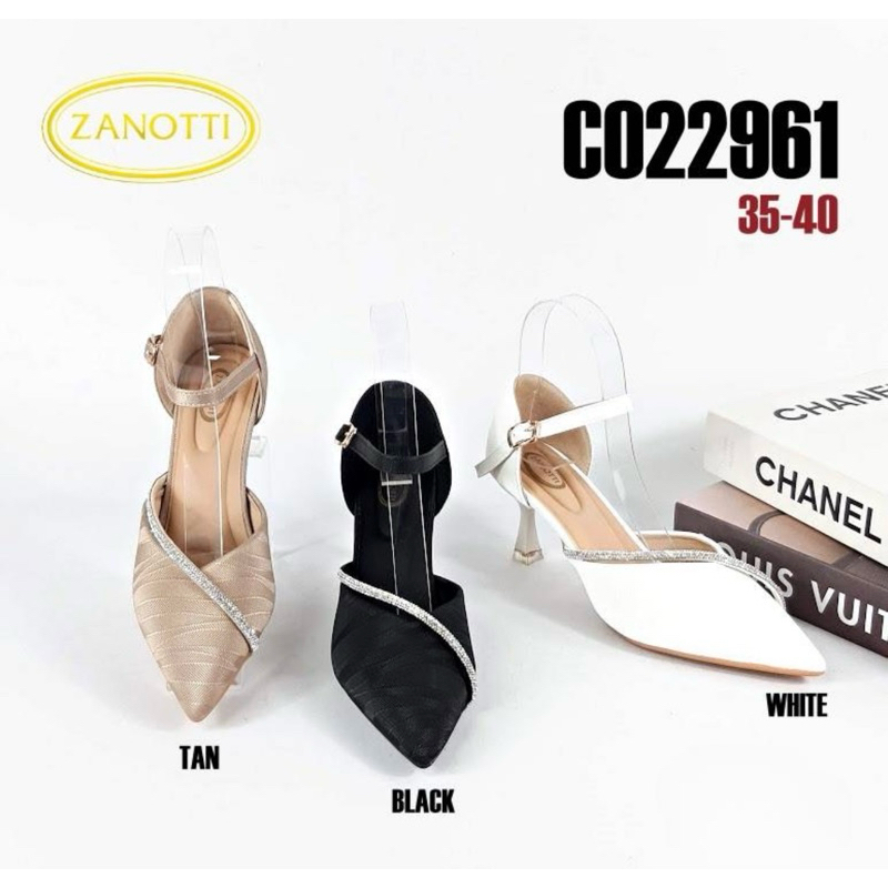 (งานกล่อง) ZANOTTI CO22961 รองเท้าหัวแหลมหุ้มส้น สูง 2.5 นิ้ว ดีไซน์สวย เรียบหรูดูแพง แมชชุดออกงานสว