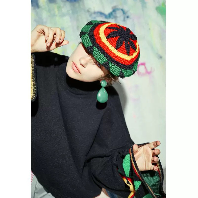 Unicrony • หมวกไหมพรม หมวกเบเร่ต์ เลกเก้ สีสันสวยงาม จาไมก้า แบบสวม ให้ความอบอุ่น chic bohemias lekke style - รูปที่ 7