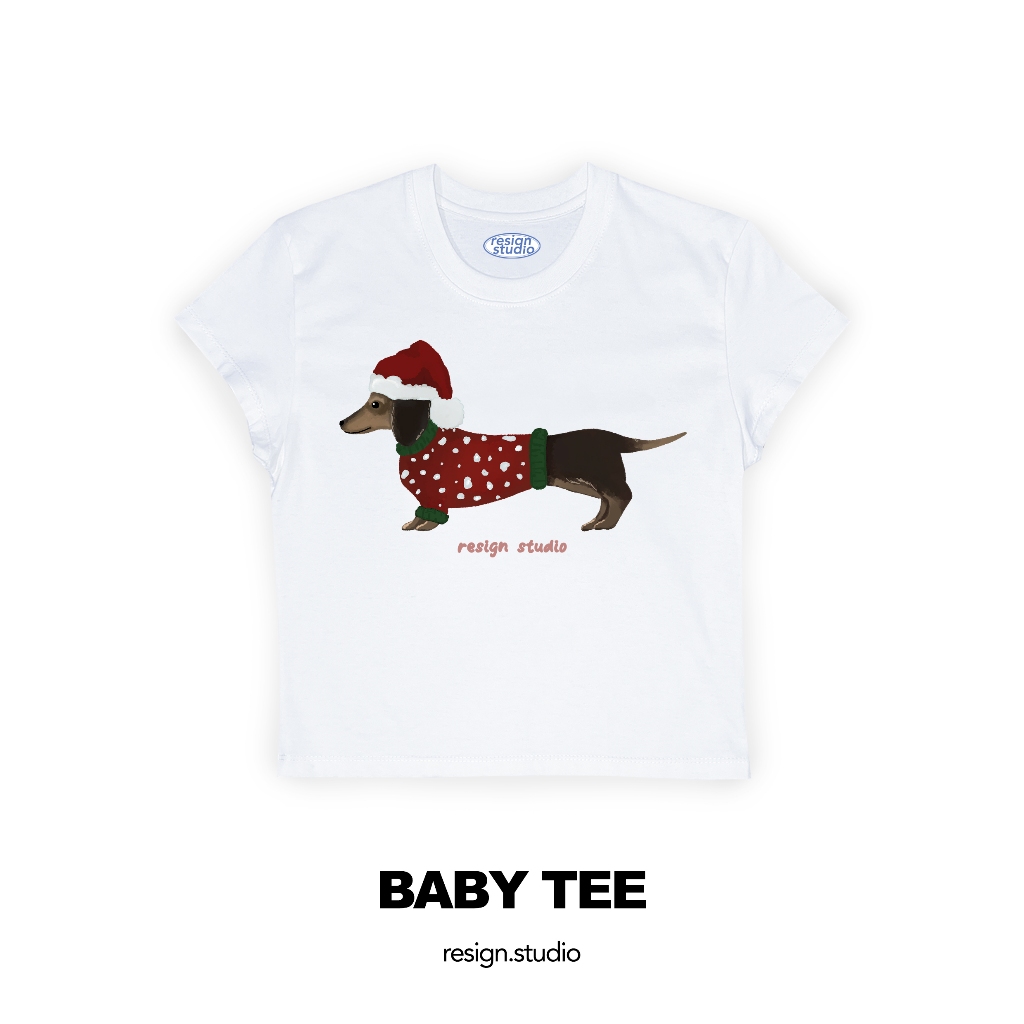 resign studio - babytee ลาย Chritsmas Dachshund