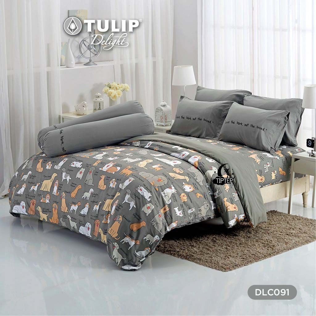 Tulip Delight ผ้าปูที่นอน (ไม่รวมผ้านวม) 3.5/5/6 ฟุต พิมพ์ลาย หมาจ๋า DLC091 ลิขสิทธิ์แท้