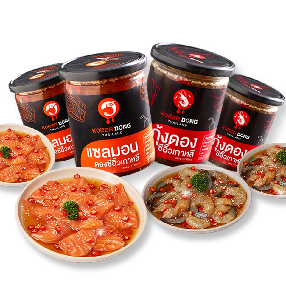 Koreadong โคเรียดอง 4 กระปุก แซลมอน 2 กุ้ง 2 ฟรี!! น้ำจิ้ม 2 สูตร
