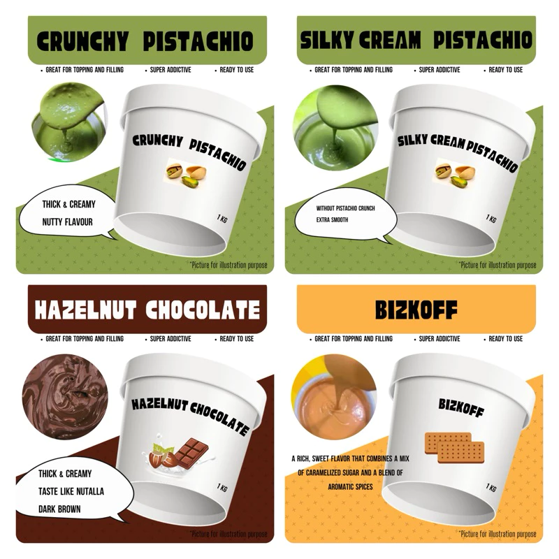 (บางสูตรรอพรี7วัน) Sauce-Pistachio/Hazelnut/Matcha/Marbeles chocolate/Strawberry/Red Velvet-Topping/Filling - 1kg