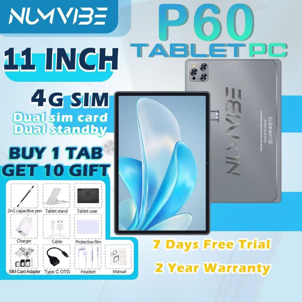 NUMVIBE numvibe P60 11 นิ้วแท็บเล็ตดั้งเดิม 5G Tablet RAM 12GB + 512GB ROM Dual SIM LTE WiFi Android