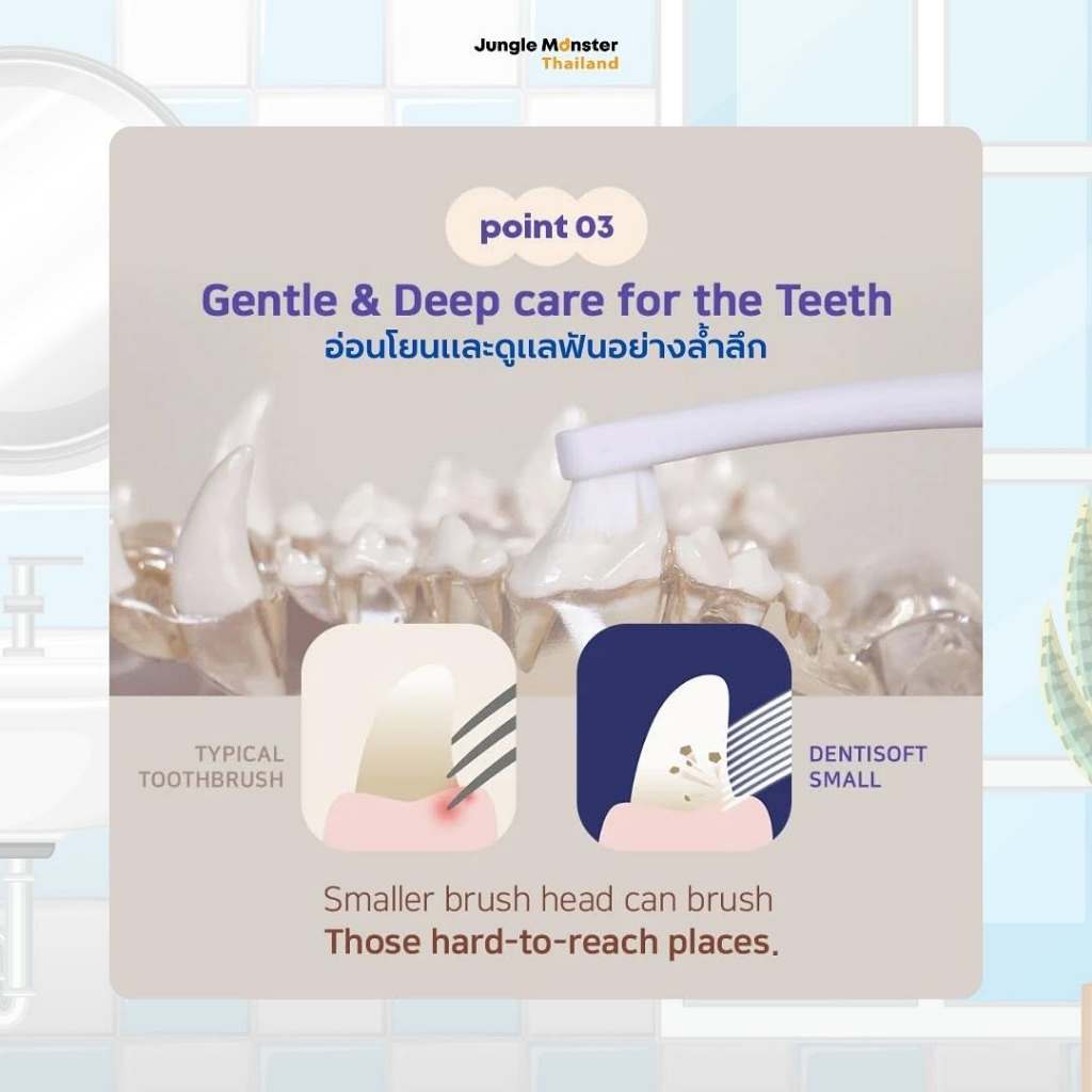 [Junglemonster] แปรงสีฟัน Size M ขนแปรงนุ่มพิเศษ สําหรับสัตว์เลี้ยง สุนัข และแมว Premium Dog and C - รูปที่ 3