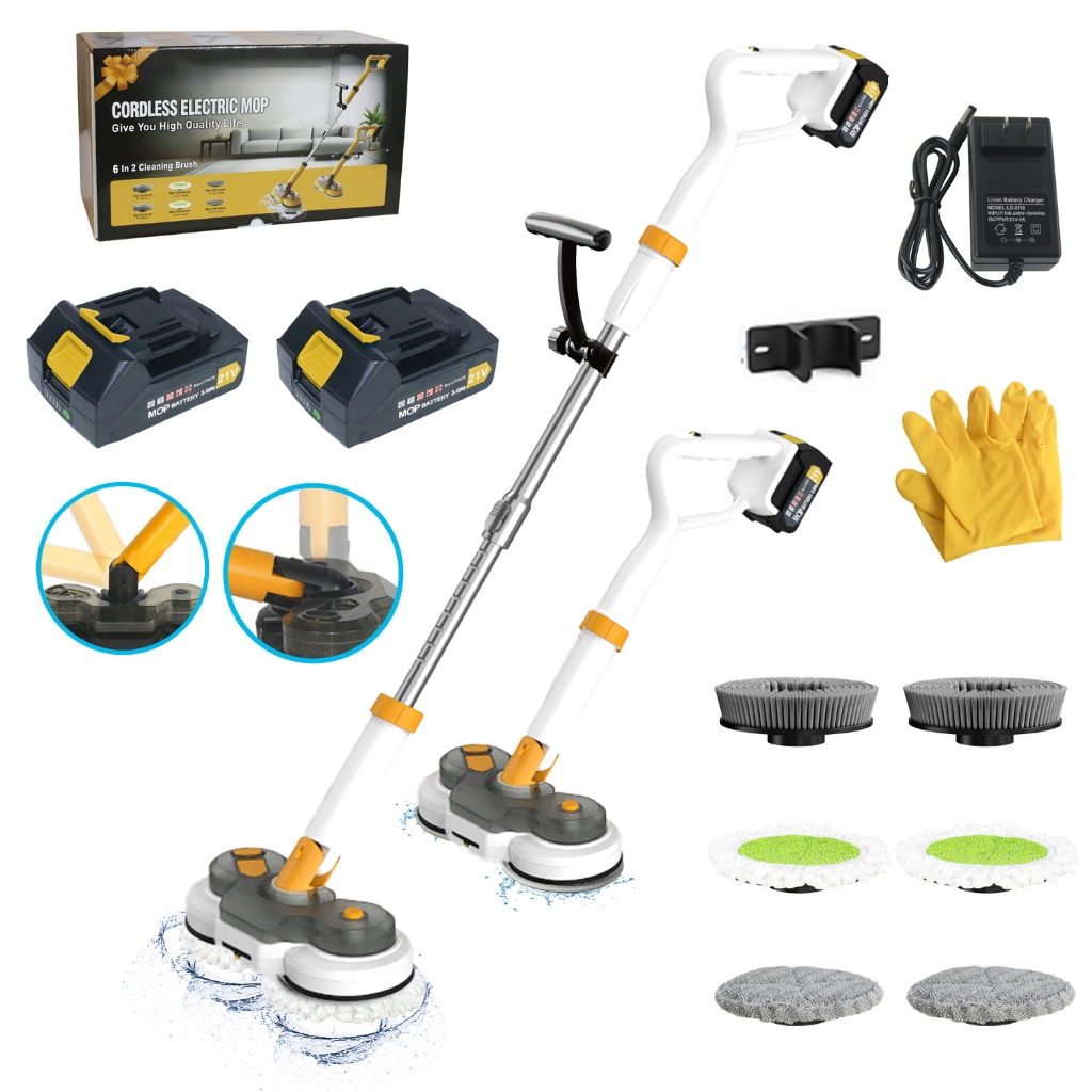 Qimedo แปรงขัดห้องน้ําไฟฟ้า แปรงทำความสะอาดไฟฟ้าแบบสองหัว มอบแปรงทำความสะอาด 6 ชิ้นฟรี