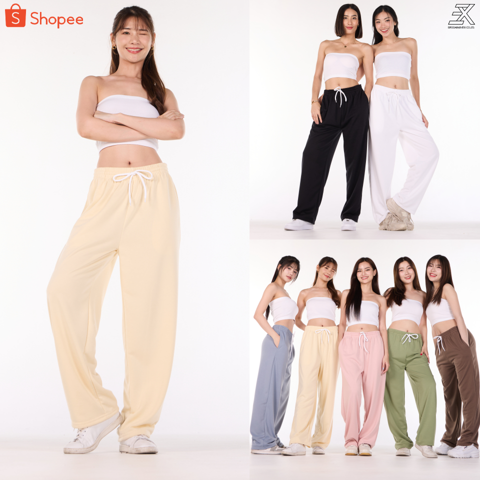 Expogarment กางเกงวอร์ม ขายาว เอิร์ธโทน ผ้า FrenchTerry สาวมีสะโพกใส่ได้ ขาปล่อย Earthtone Sweatpant