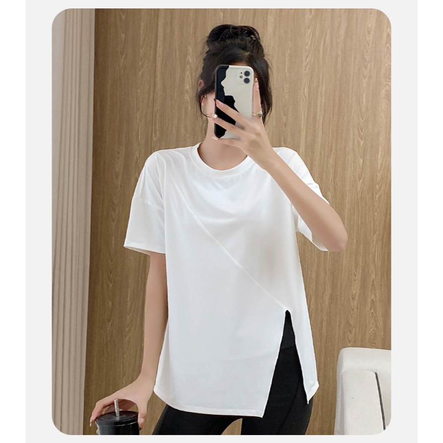 ใหม่✨ เสื้อคลุมบรา  รุ่น YOGA-153 เสื้อออกกำลังกายแขนสั้น ทรงหลวม ผูกข้างได้ ราคา ถูกที่สุด ดีลบีเคเค แกลเลอรีภาพที่ 6