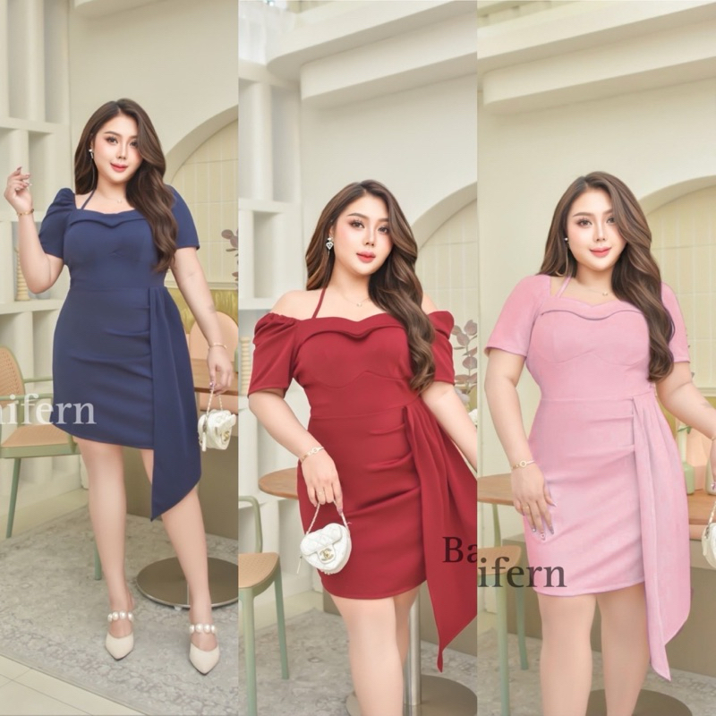 Janny เดรสสาวอวบ Bigsize Plussize XXL ชุดออกงาน ชุดราตรี ผ้ามิลิน