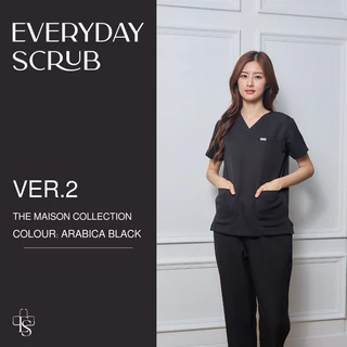 everydayscrub.bkk | ชุดสครับแพทย์ (Ver.2) สี Arabica Black☕️ (เสื้อพร้อมกางเกง)