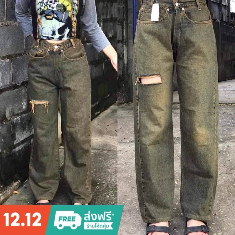 ลดราคายีนส์สนิมเอว22ถึง45ขากระบอกแบบกระดุมกับยีนส์เข้มแต่งขาดและแบบฟอกขัดจัสตินสนิมแต่งขาด พร้อมส่ง