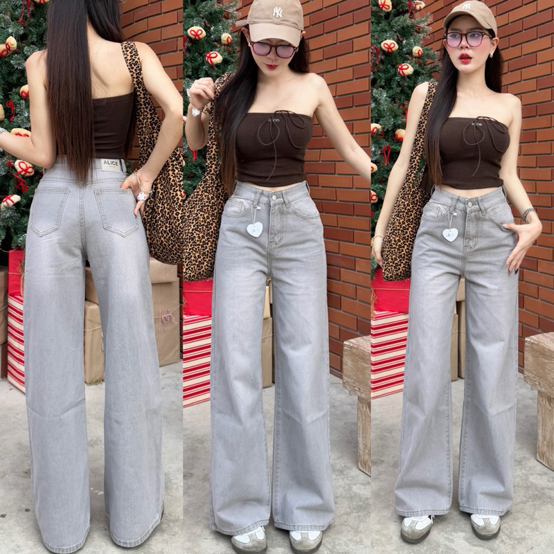 Buggy Jeans กางเกงยีนส์ขากระบอกสีเทา รุ่นใหม่