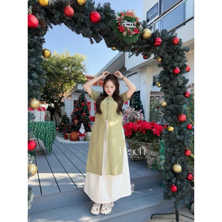 PEACH-รหัสPF6ชุดเซทถักเปียเสื้อพร้อมกระโปรง เนื้อผ้าฝ้าย