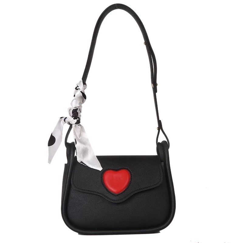 GUCSELECTED(B1989) กระเป๋าหนังหัวใจ-สะพายข้าง(มีผ้าผูกโบว์ให้) สไตล์เกาหลี