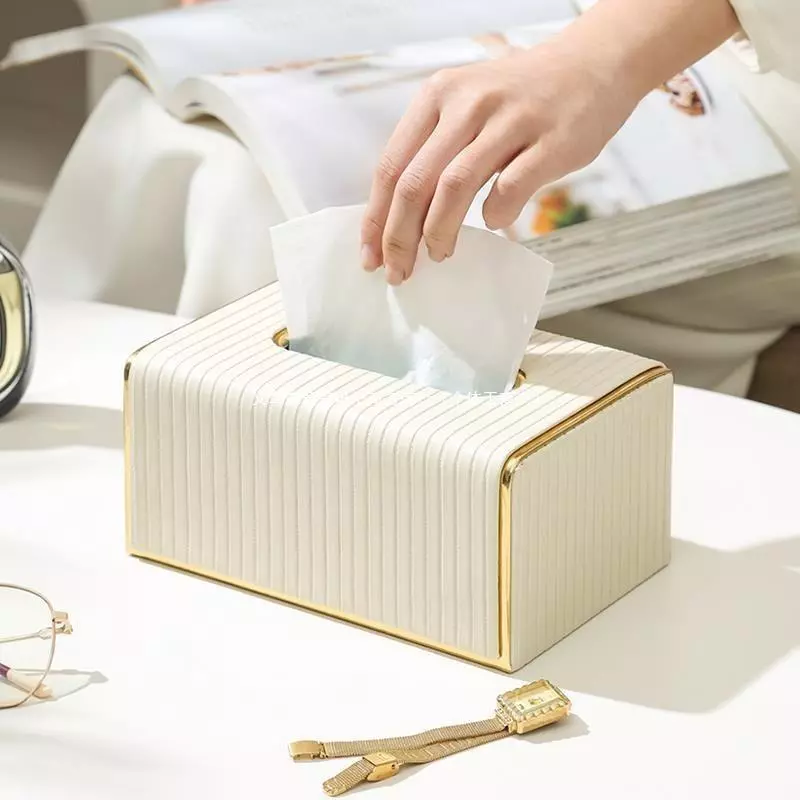 ตกแต่งบ้าน กล่องใส่ทิชชู่ ขอบทอง Luxury Design ตกแต่งห้องสวยงาม แข็งแรง ทนทาน กระดาษเช็ดหน้า