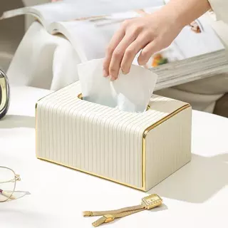 ตกแต่งบ้าน กล่องใส่ทิชชู่ ขอบทอง Luxury Design ตกแต่งห้องสวยงาม แข็งแรง ทนทาน กระดาษเช็ดหน้า