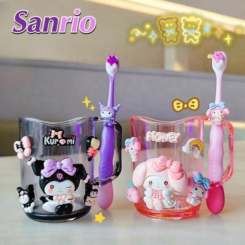 พร้อมส่ง🔥แก้วน้ำ Sanrio แก้วน้ำพร้อมแปรงสีฟัน น่ารักมาก ถ้วย+ชุดแปรงสีฟัน