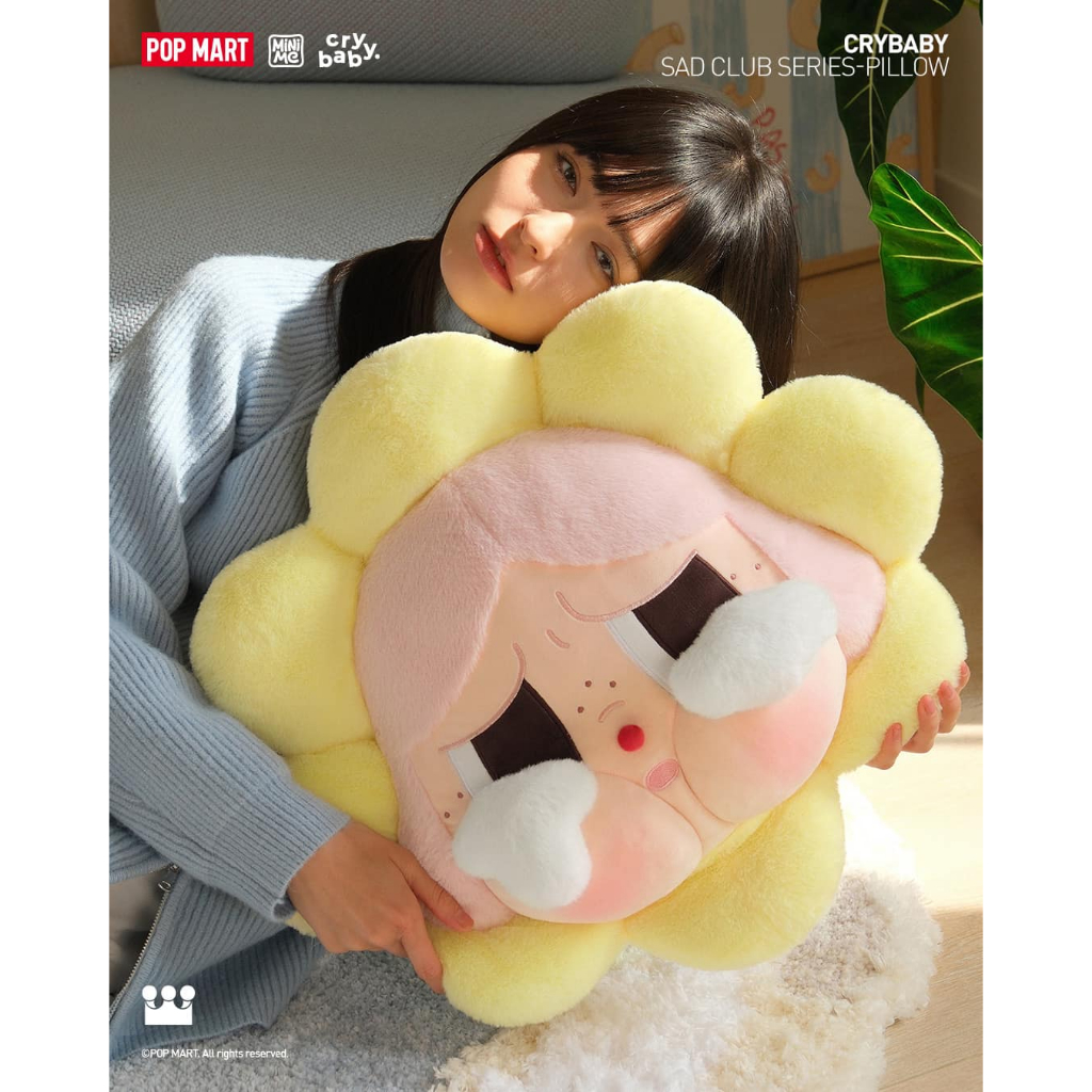 (โค้ดแฟชั่นลด30%🤩) [พร้อมส่ง🇹🇭] หมอน ดอกไม้ ทานตะวัน POP MART CRYBABY SAD CLUB PILLOW ของแท้