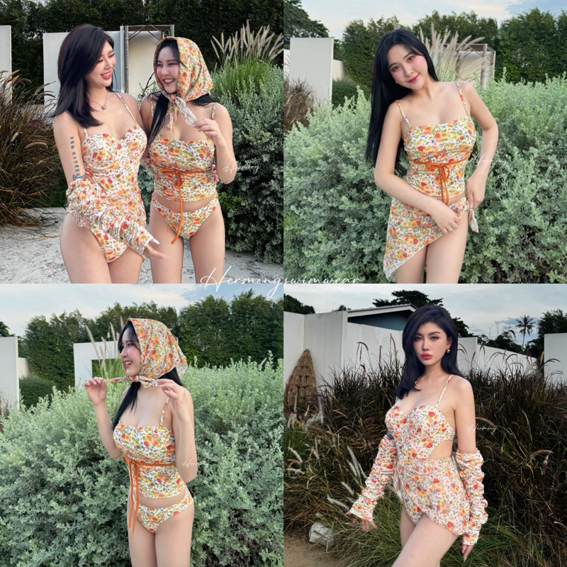 New ! Sunny bloom set ชุดว่ายน้ำวันพีช / ทูพีชลายดอกไม้สุด cute