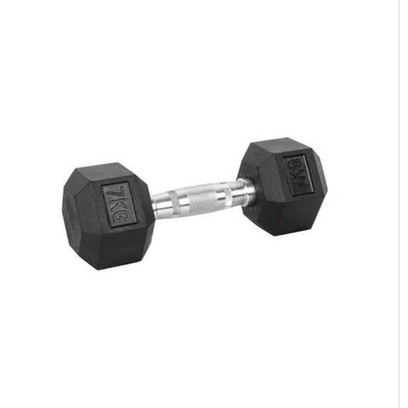 ดัมเบลยางหกเหลี่ยม Hex rubber dumbbells 7KG(1Pair)