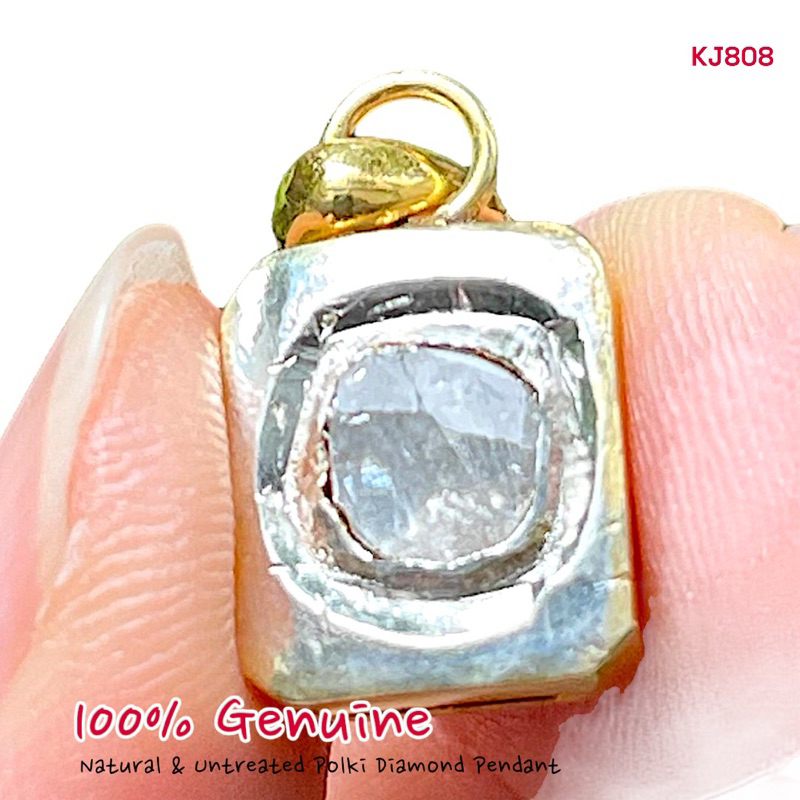 KJ808 จี้สร้อยคอเพชรซีกแท้ธรรมชาติ ทรงสี่เหลี่ยม จำหน่ายเฉพาะจี้