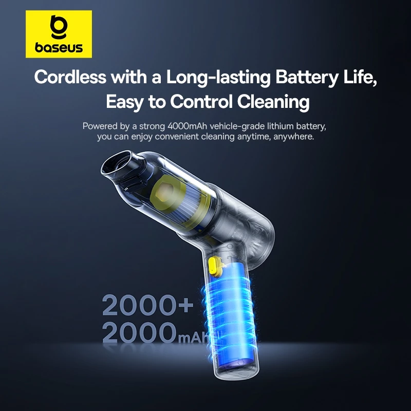 Baseus เครื่องดูดฝุ่น/เป่าลม/เติมลม/อัดไร้สาย แบบด้ามจับ รุ่น AT Car Vacuum Cleaner (5000pa) สี Cosmic Black thumbnail 3