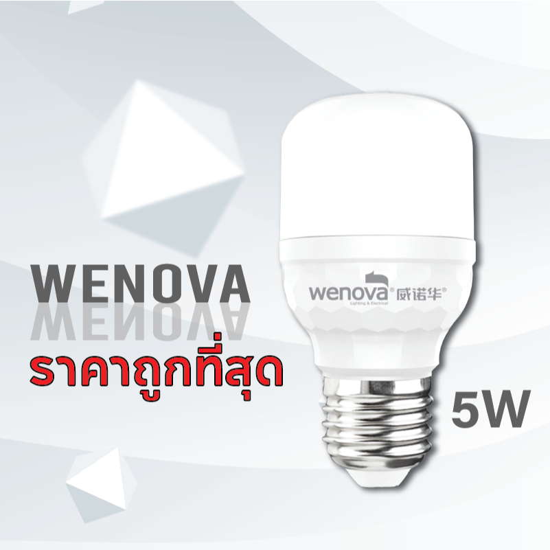 Wenova หลอดไฟราคาถูก 5W รับประกัน1ปี หลอดไฟแอลอีดี คุณภาพดี พร้อมส่ง